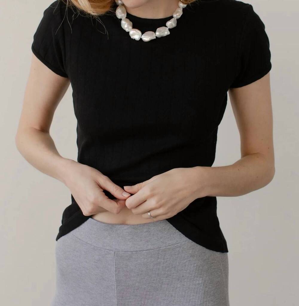 NEW DONNI. women's the pointelle baby tee in jet